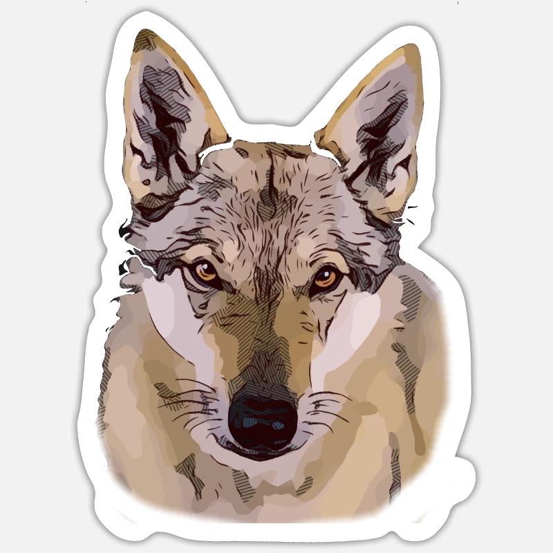 Czechoslovakian Wolfhound Comic Style - Sticker size S (10 x 10 cm) - white matte