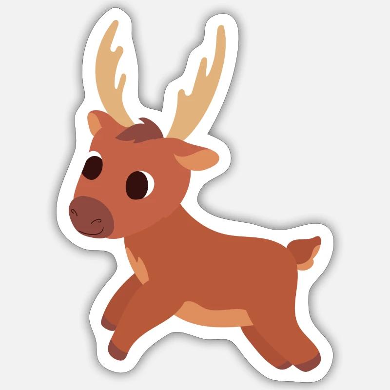 Renne mignon - Sticker taille S (10 x 10 cm) - blanc mat