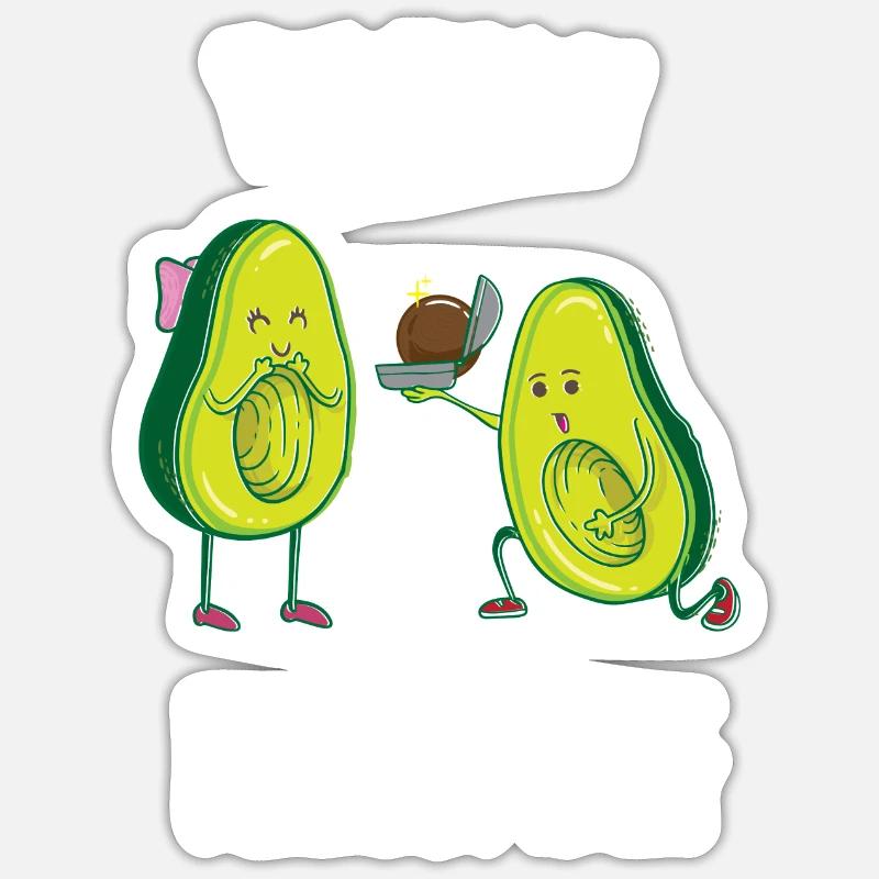 Du bist meine perfekte Hälfte - Avocado Liebe - Sticker Größe S (10 x 10 cm) - Mattweiß