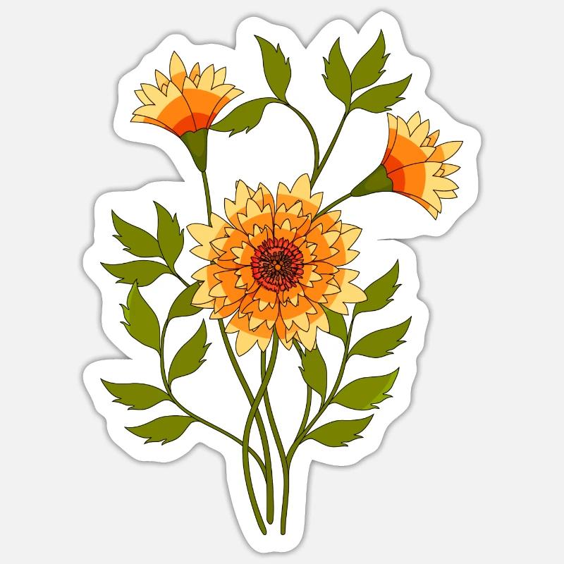 fleurs - Sticker taille S (10 x 10 cm) - blanc mat