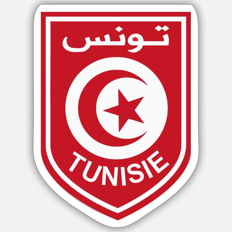 Drapeau tunisien - Sticker taille S (10 x 10 cm) - blanc mat