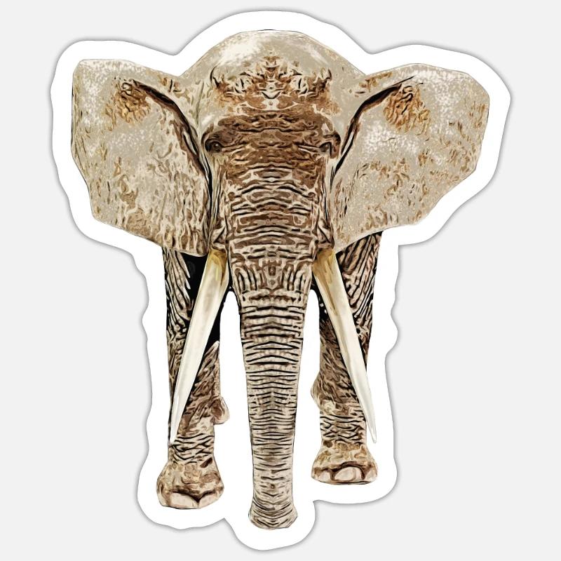 Éléphant de face Sticker taille S (10 x 10 cm)