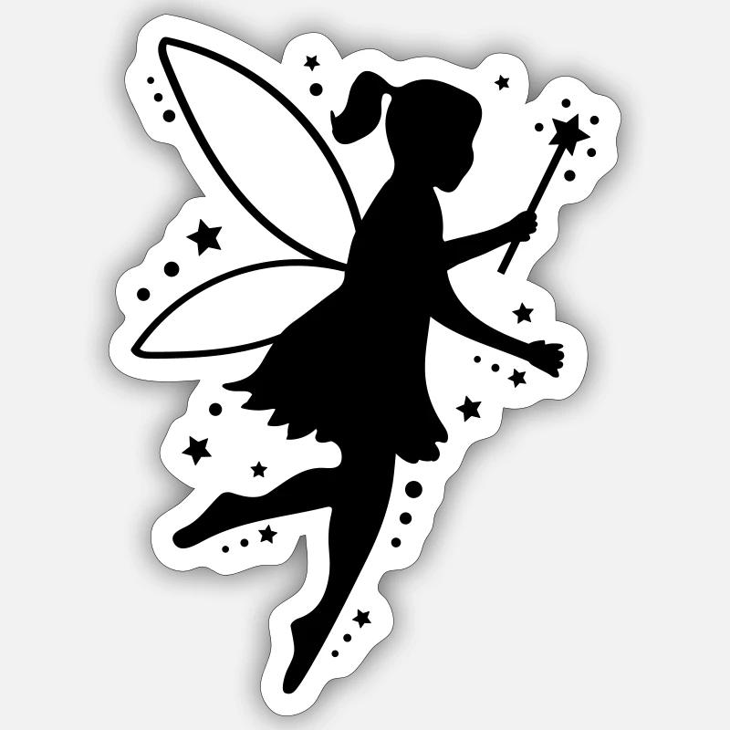 silhouette elfe de fée - Sticker taille S (10 x 10 cm) - blanc mat