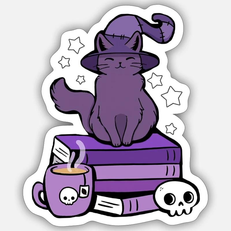 WITCH CAT - Sticker size S (10 x 10 cm) - white matte
