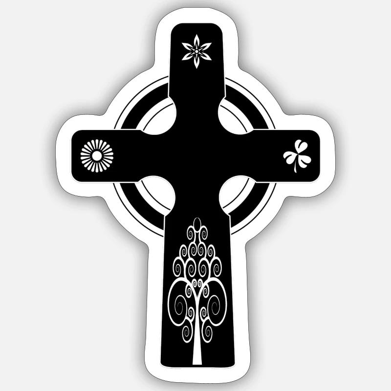 Celtic cross gift - Sticker size S (10 x 10 cm) - white matte