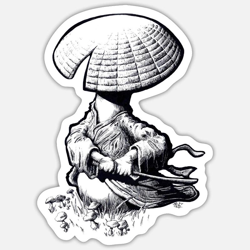 Shiitakegasa - Sticker taille S (10 x 10 cm) - blanc mat