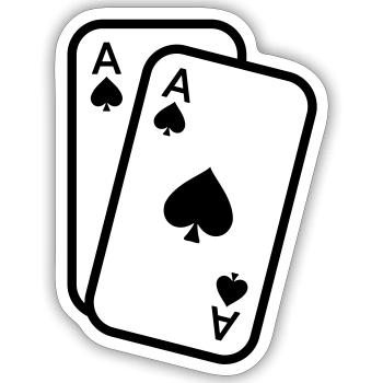 Karten Pik Ass Spielkarten Poker - Sticker Größe S (10 x 10 cm) - Mattweiß - Vorne