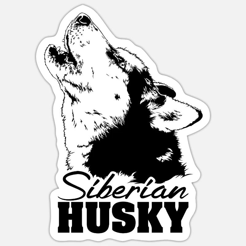 SIBERIAN HUSKY heulend Schlittenhunde Wilsigns - Sticker Größe S (10 x 10 cm) - Mattweiß