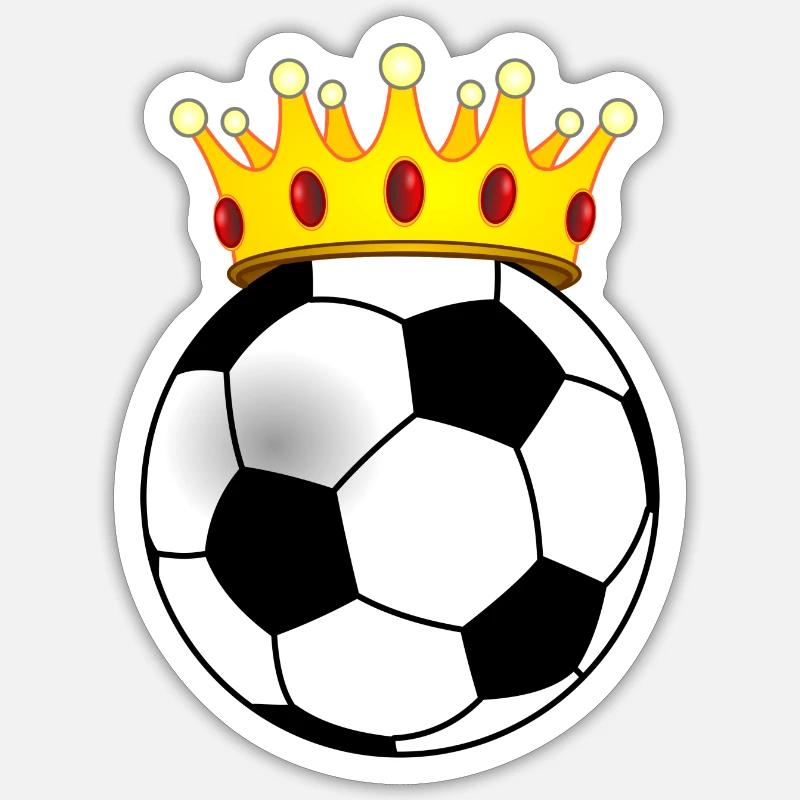 Fußball mit Krone für König oder Königin - Sticker Größe S (10 x 10 cm) - Mattweiß