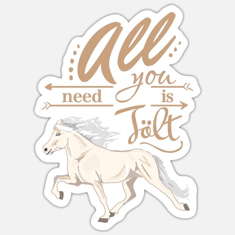 Cremello Isländer: All you need is Tölt - Sticker Größe S (10 x 10 cm) - Mattweiß