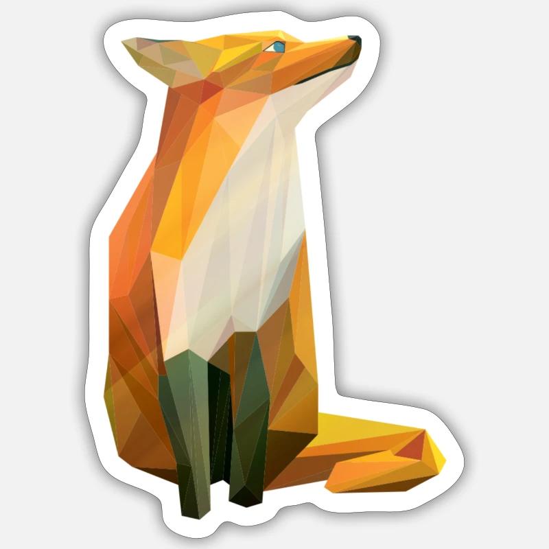 Renard Roux LowPoly Sticker taille S (10 x 10 cm)