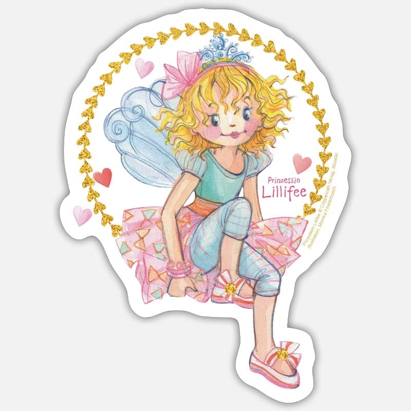 La princesse Lillifee est assise - Sticker taille S (10 x 10 cm) - blanc mat