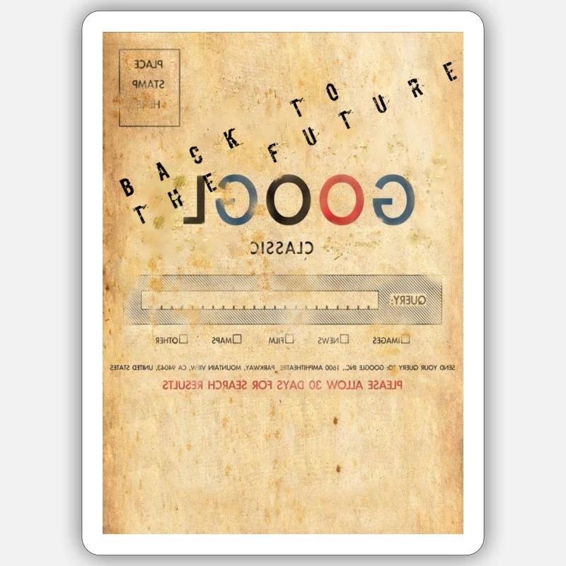 Google Back to the Future Parody - Sticker size S (10 x 10 cm) - white matte