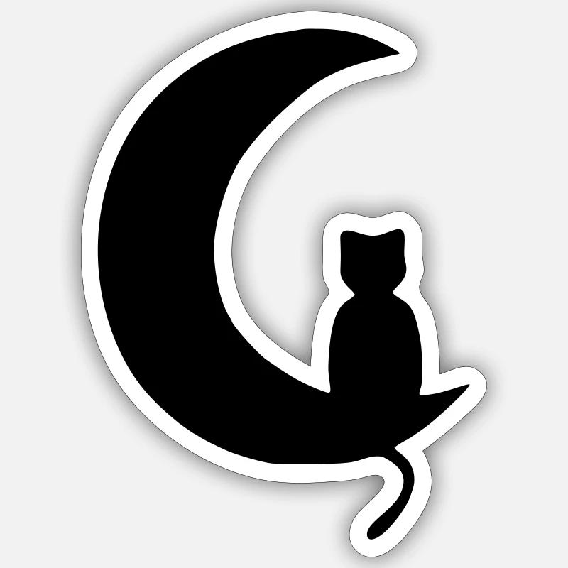 Chat & Lune Sticker taille S (10 x 10 cm)