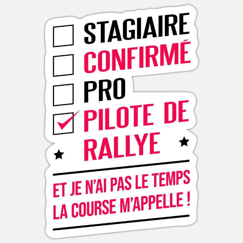 PILOTE DE RALLYE - Sticker taille S (10 x 10 cm) - blanc mat