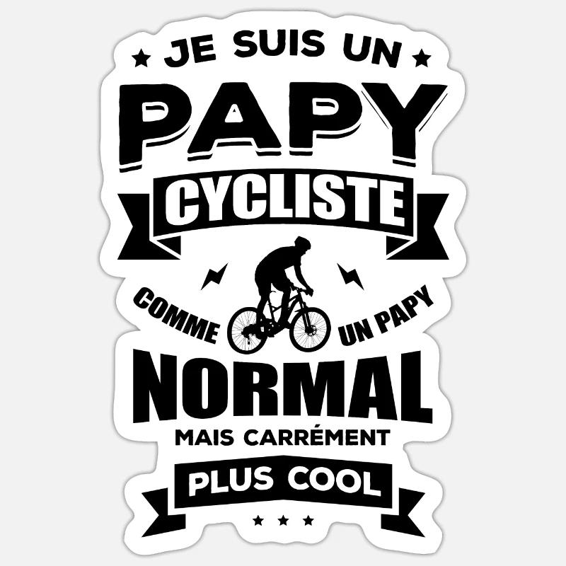 PAPY CYCLISTE - Sticker taille S (10 x 10 cm) - blanc mat