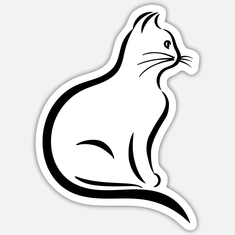Chat - Sticker taille S (10 x 10 cm) - blanc mat