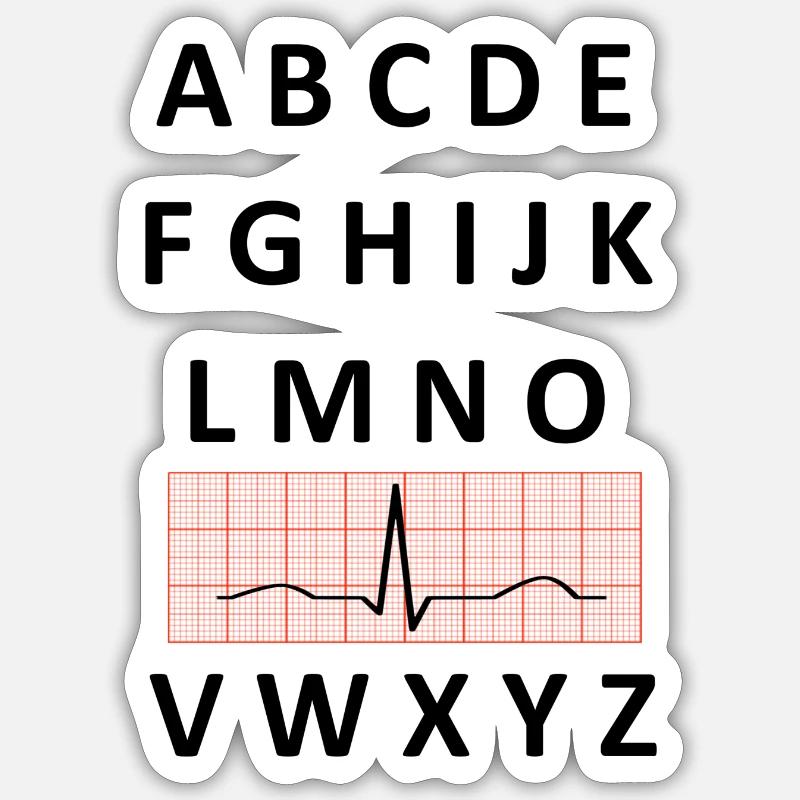 ECG Alphabet - Sticker size S (10 x 10 cm) - white matte