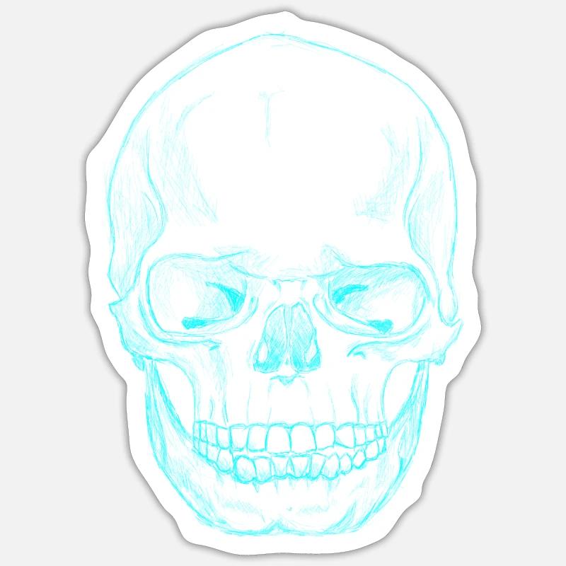 SkullSketchTurquoise - Sticker Größe S (10 x 10 cm) - Mattweiß
