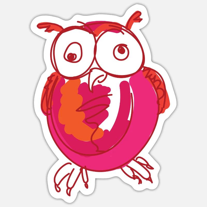 Chouette étrange - Sticker taille S (10 x 10 cm) - blanc mat