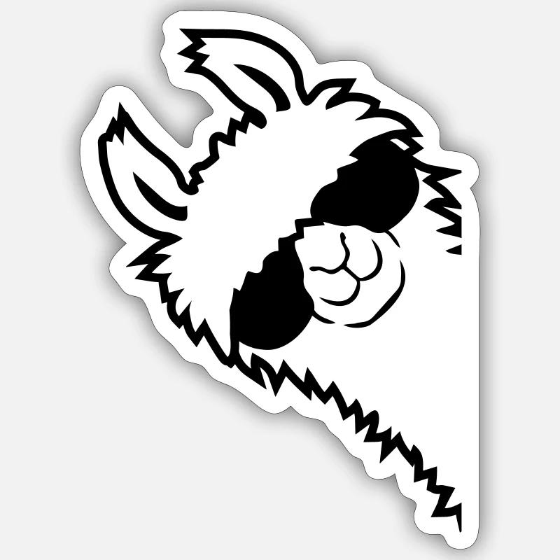 L'alpaga regarde de côté - Sticker taille S (10 x 10 cm) - blanc mat