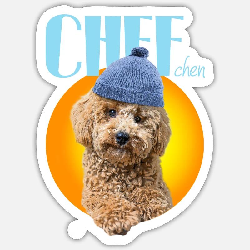 Caniche avec bonnet caniche « Chef » Sticker taille S (10 x 10 cm)