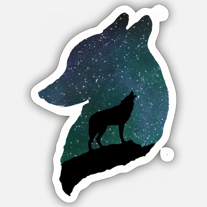 Night wolf - Sticker size S (10 x 10 cm) - white matte