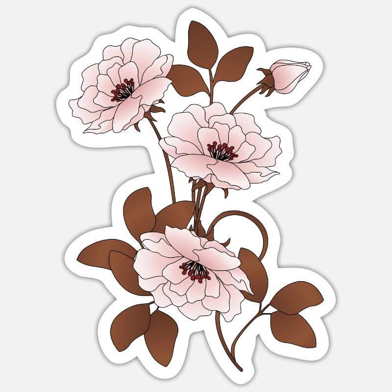 Fleurs - Sticker taille S (10 x 10 cm) - blanc mat