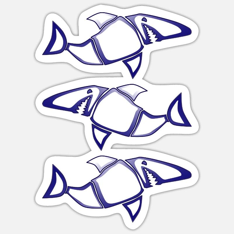 Requins - Sticker taille S (10 x 10 cm) - blanc mat