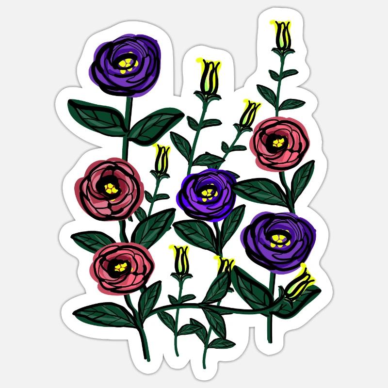 Fleur de Lisianthus - Sticker taille S (10 x 10 cm) - blanc mat