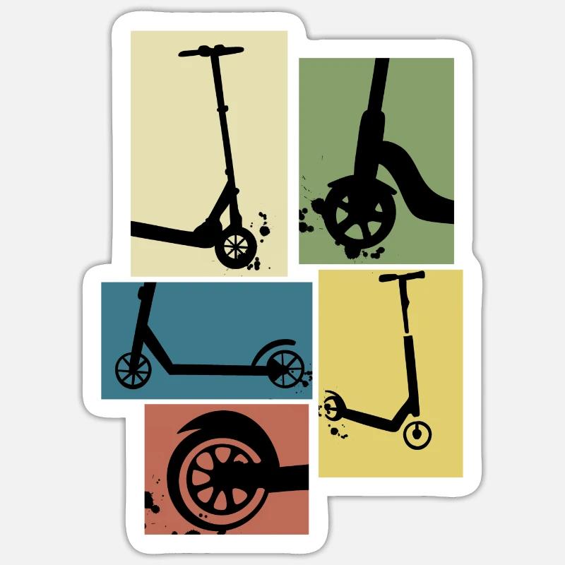 Roller vintage rollerfahrer geschenk - Sticker Größe S (10 x 10 cm) - Mattweiß
