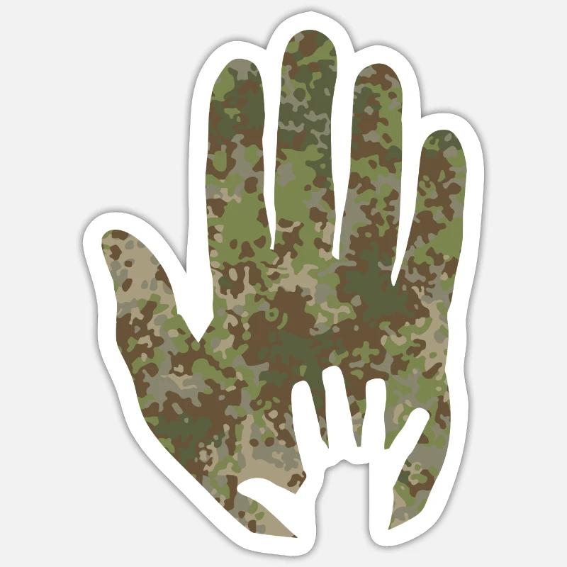 Main de bébé de camouflage multitarn à la main Sticker taille S (10 x 10 cm)