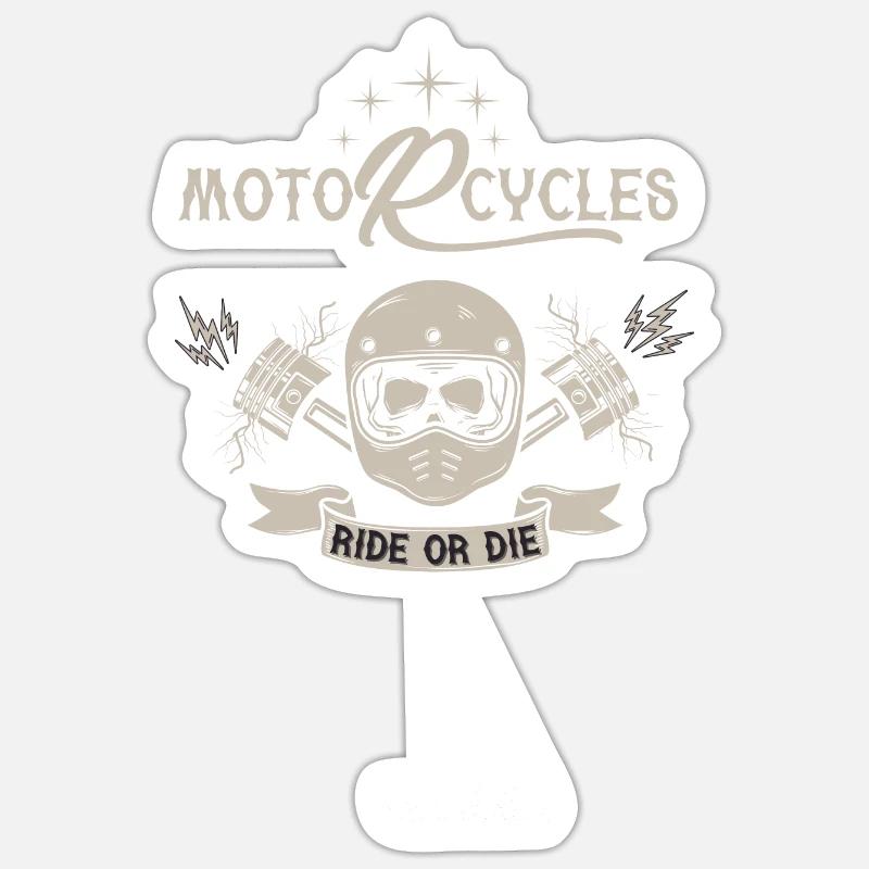 Motorcycles Ride Gold Die Biker Reiten oder Sterben - Sticker Größe S (10 x 10 cm) - Mattweiß