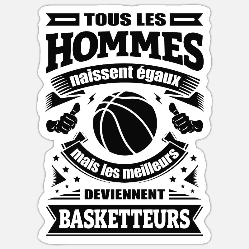 LES MEILLEURS HOMMES DEVIENNENT BASKETTEURS - Sticker taille S (10 x 10 cm) - blanc mat