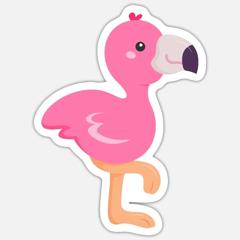Flamingo Kinder Mädchen - Sticker Größe S (10 x 10 cm) - Mattweiß