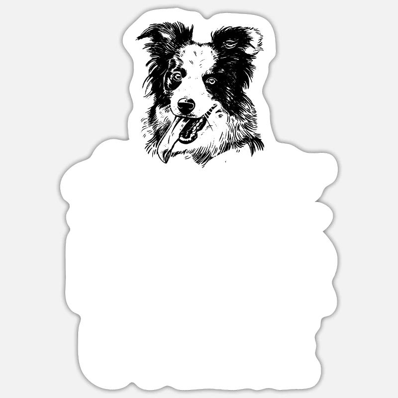 Border Collie chien chiot élevage Agility chien de compagnie - Sticker taille S (10 x 10 cm) - blanc mat
