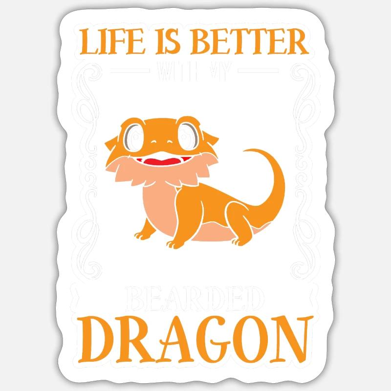 Echse Eidechse Bartagam - Sticker Größe S (10 x 10 cm) - Mattweiß