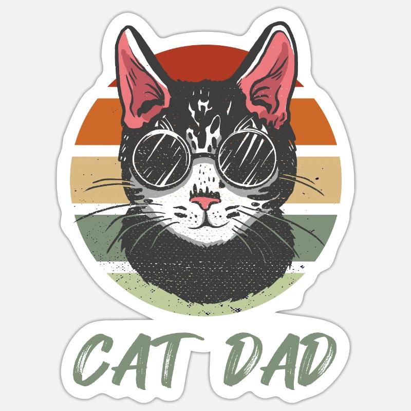 cat dad - Sticker taille S (10 x 10 cm) - blanc mat