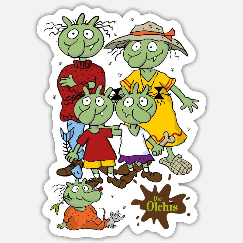 Die Olchis Classic Eine Schmuddlige Familie - Sticker Größe S (10 x 10 cm) - Mattweiß