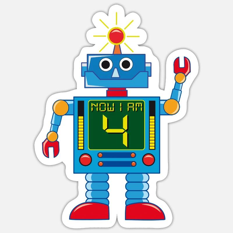 Roboter ich bin 4 Sticker Größe S (10 x 10 cm)
