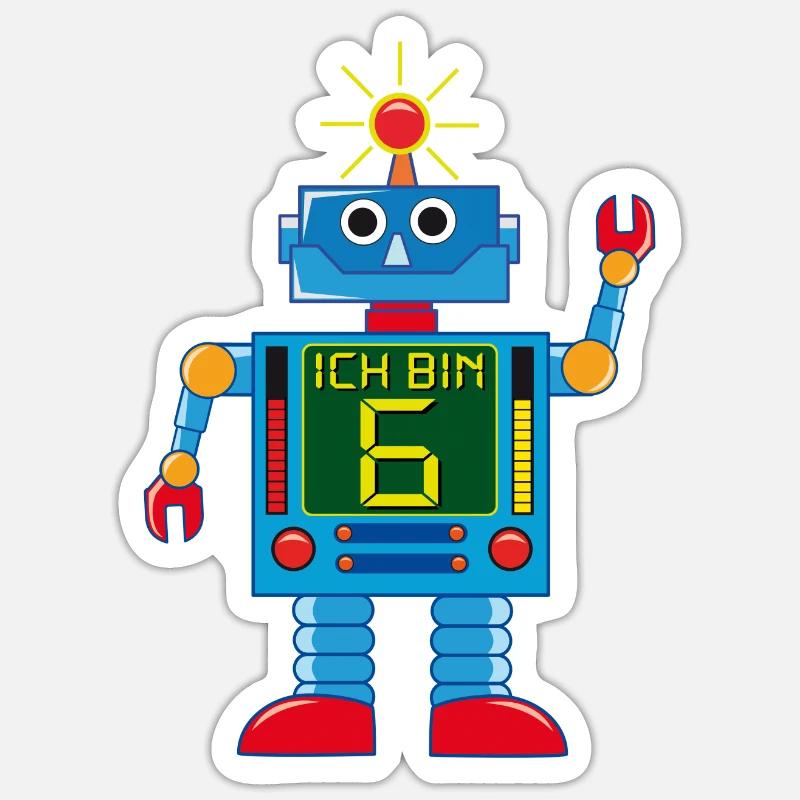 Roboter ich bin 6 Sticker Größe S (10 x 10 cm)