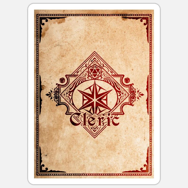 Cleric RPG class Sticker - Sticker taille S (10 x 10 cm) - blanc mat
