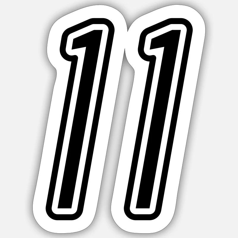 11 Numéro de numéro - Sticker taille S (10 x 10 cm) - blanc mat