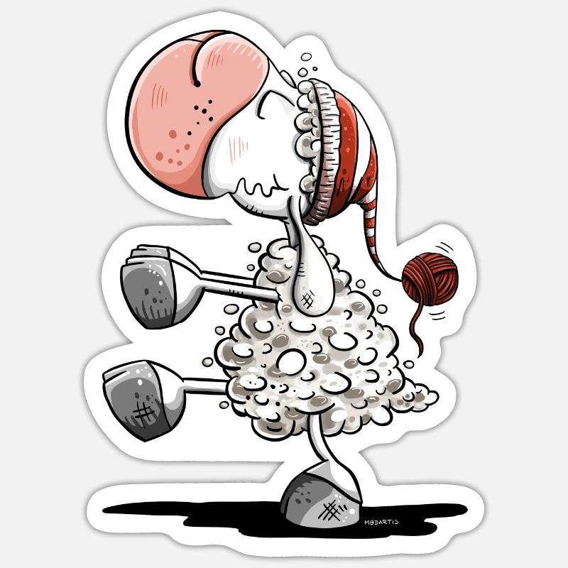 Sleepwalker sheep with sleeping cap - Sticker size S (10 x 10 cm) - white matte