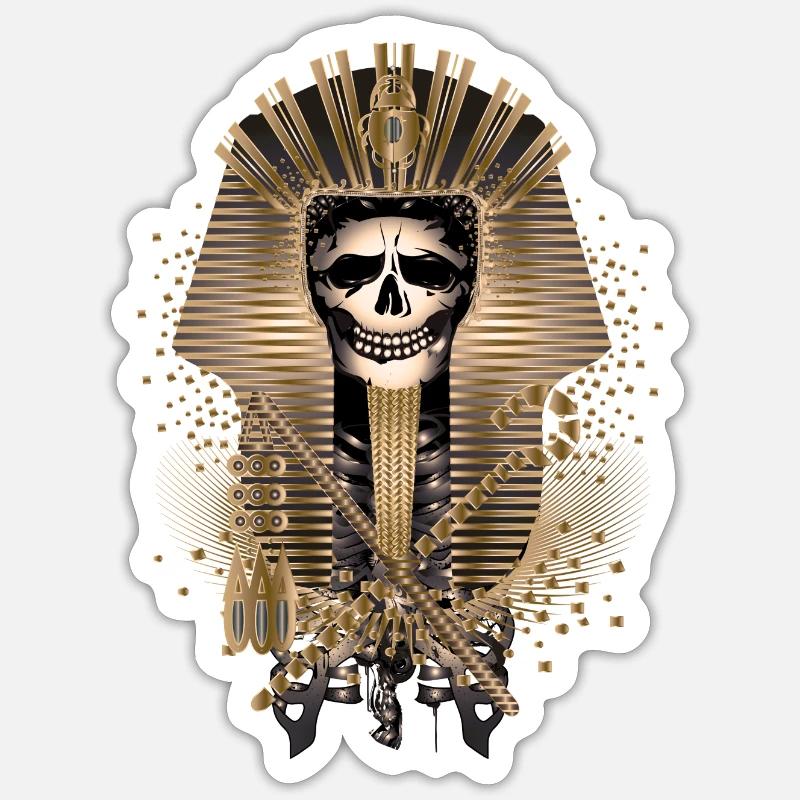 Crâne d’un roi pharaon égyptien - Sticker taille S (10 x 10 cm) - blanc mat