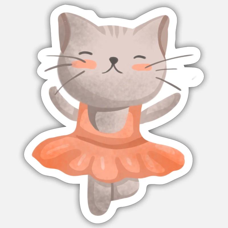 Cute dancing cat - Sticker size S (10 x 10 cm) - white matte