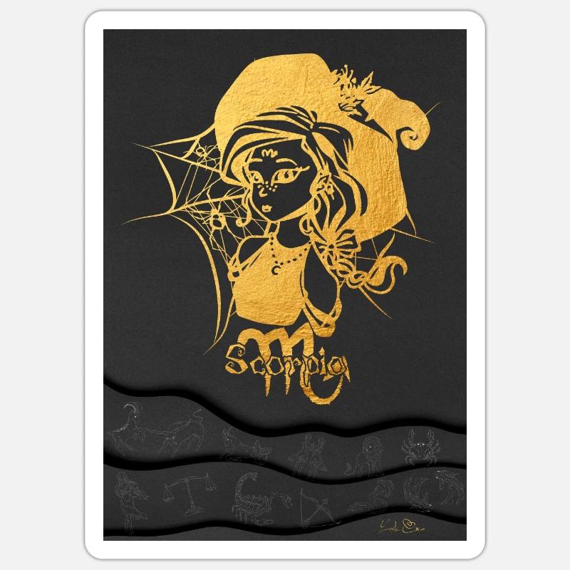 Scorpio Witchy Zodiac sticker - Sticker taille S (10 x 10 cm) - blanc mat