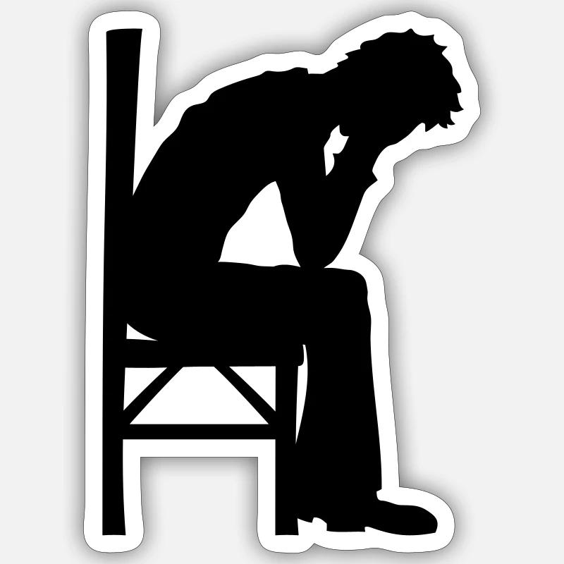 Depression sitzend Design Sticker Größe S (10 x 10 cm)