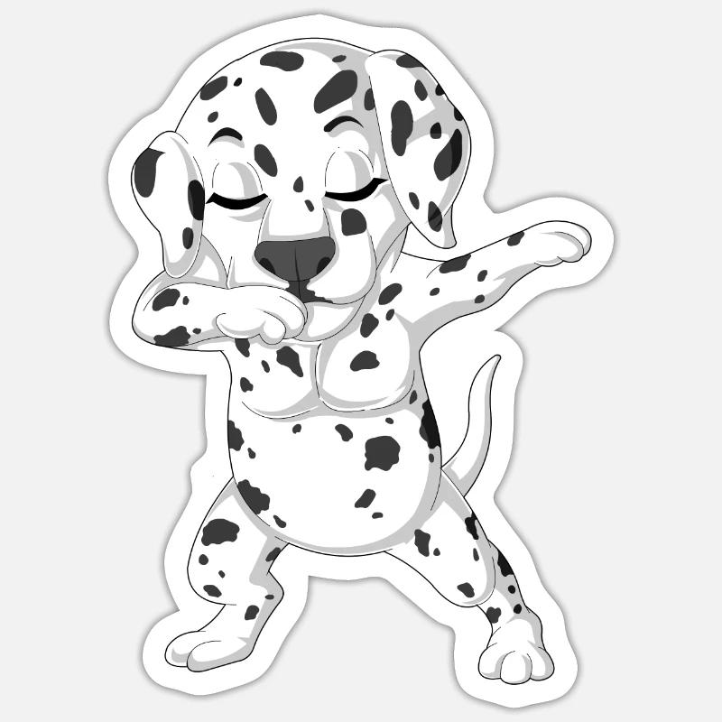 Dabbing Dalmatien - Sticker taille S (10 x 10 cm) - blanc mat