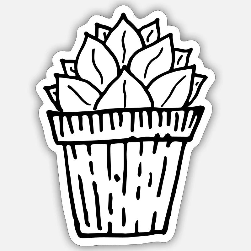 Cactus peint à la main Sticker taille S (10 x 10 cm)